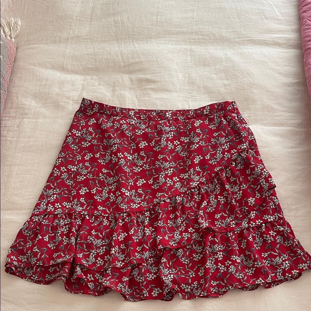 Banana Republic Red Floral A-Line Skirt